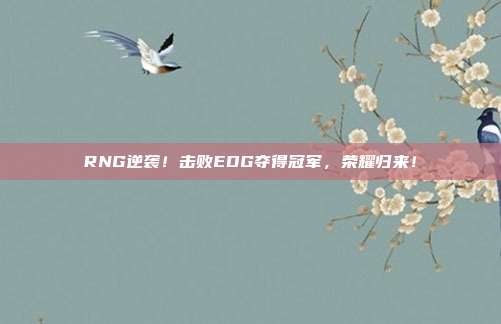 RNG逆袭！击败EDG夺得冠军，荣耀归来！